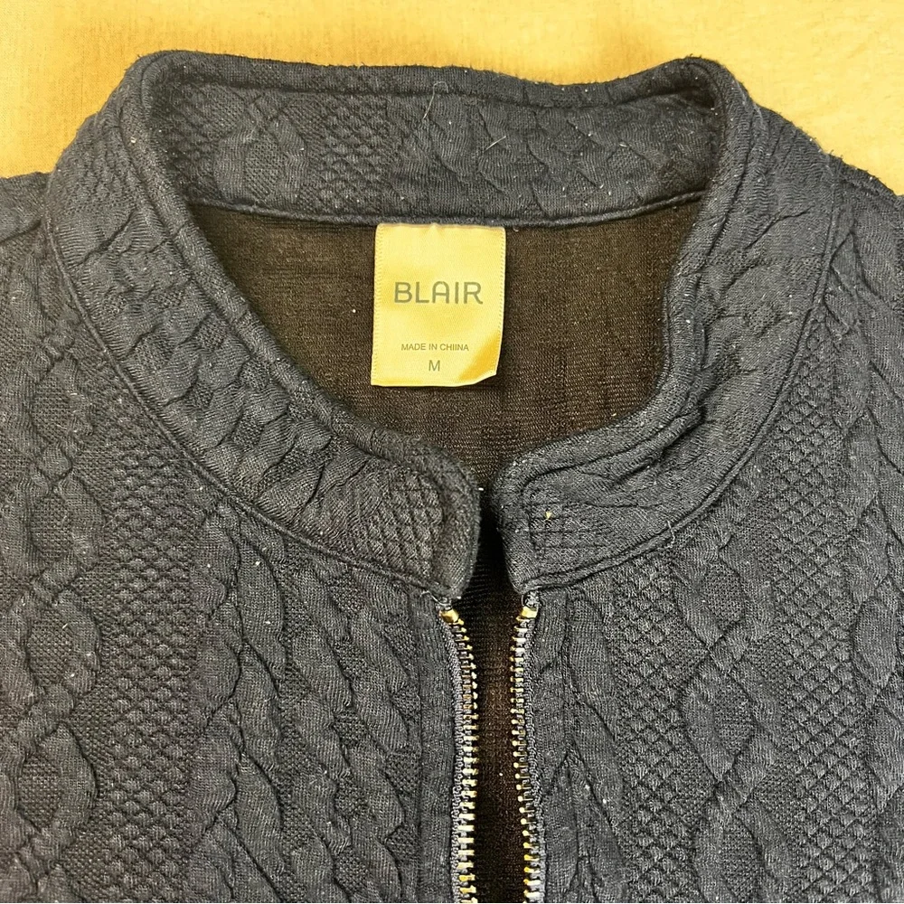 Blair Women’s Navy Sweater Vest Medium Full Zipper - Picture 5 of 7